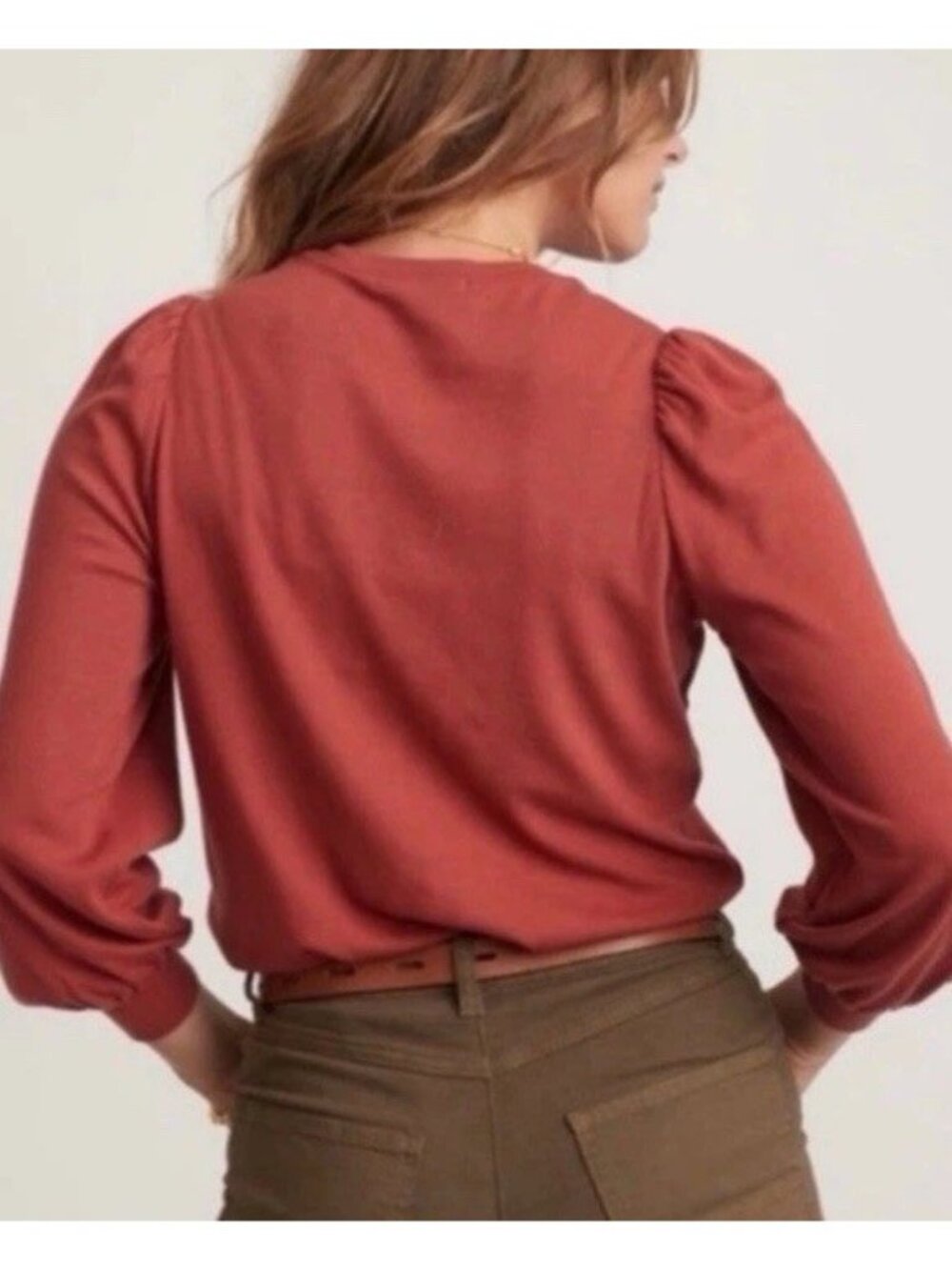 Marine Layer Lexi Rib Puff Sleeve Top Blouse Size Small - Picture 4 of 10